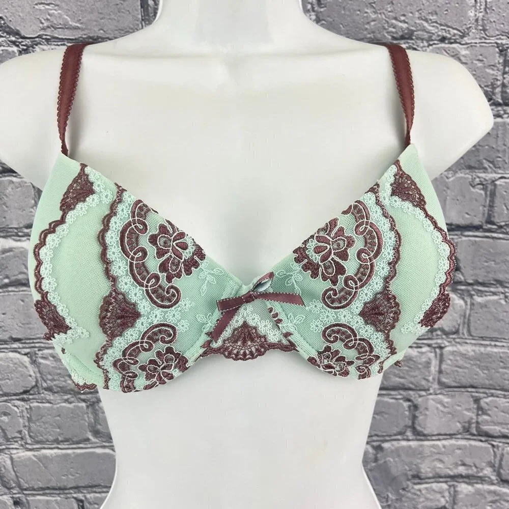 PFIFF‎ UW Blue Brown Lace Bra 38B   NWT Gorgeous